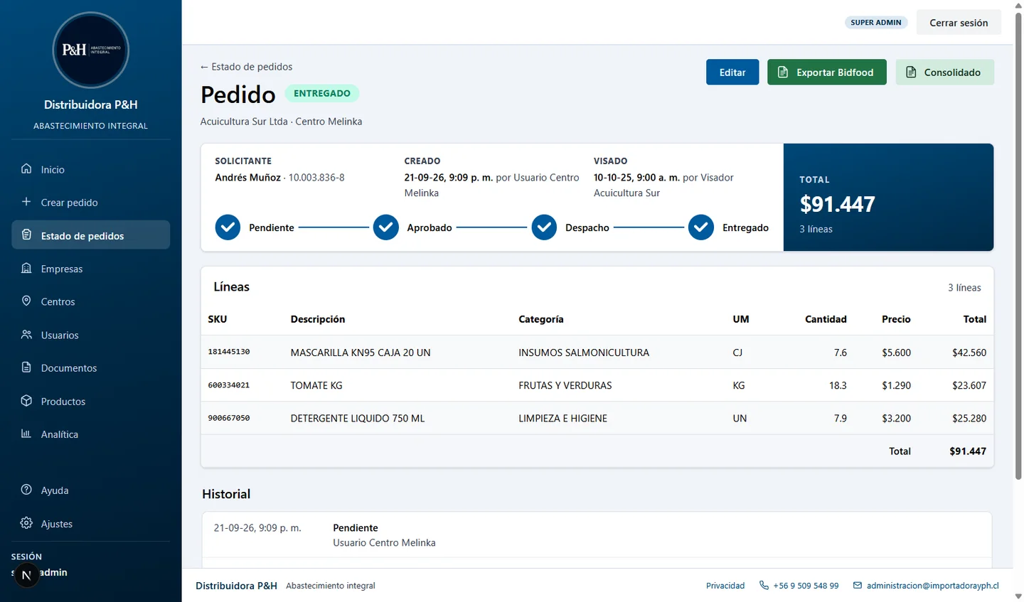 Gestión de pedidos B2B — captura 3 de 6